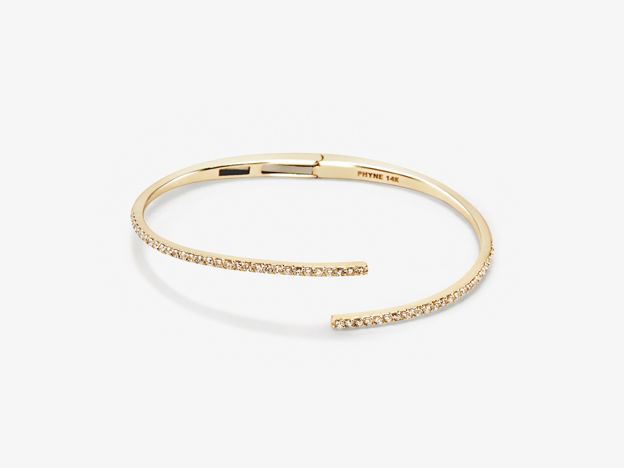 Delicate Line-Hinged Bracelet with Diamond Pavé