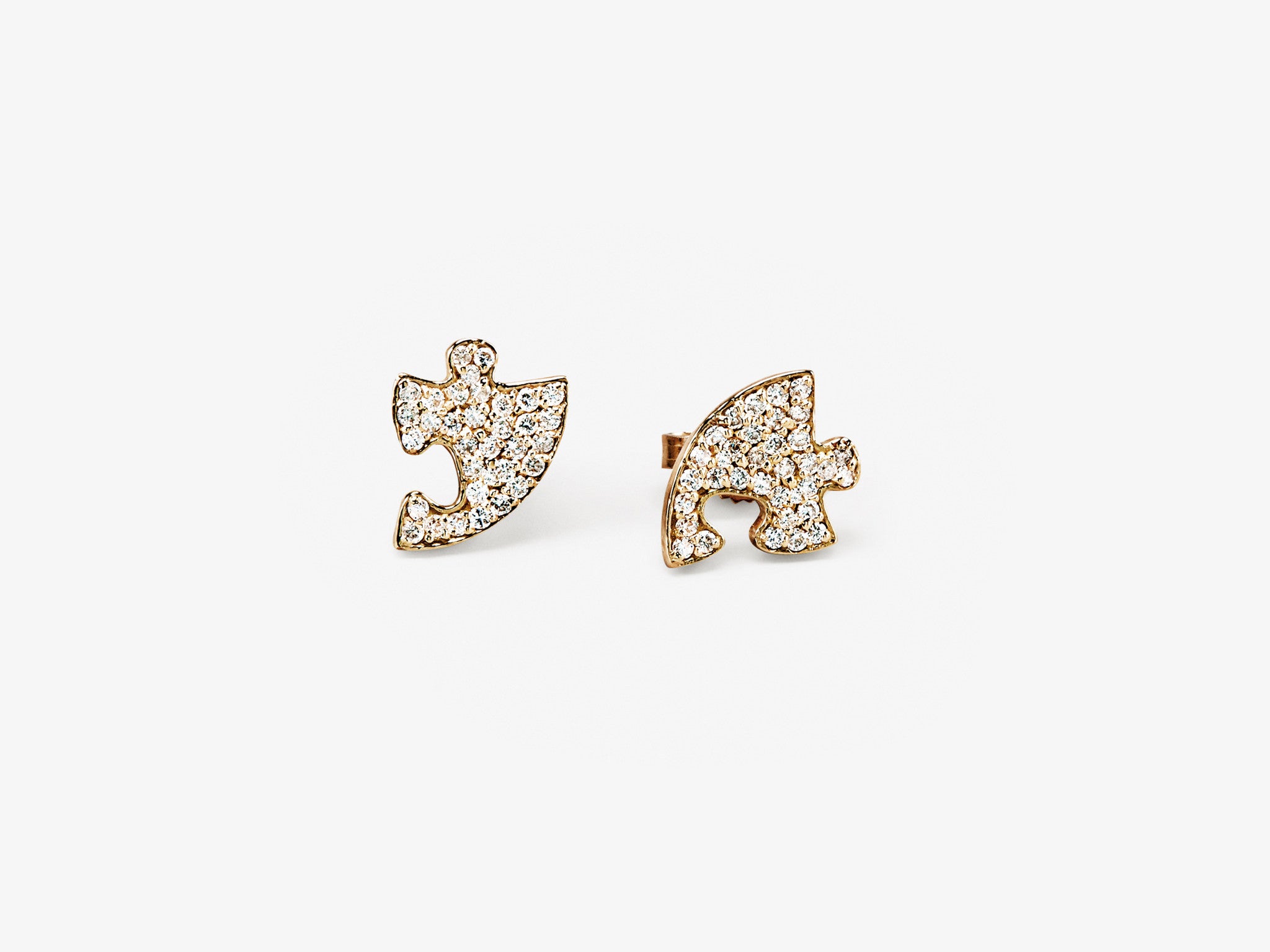 Mini Abstract Studs with Diamond Pavé